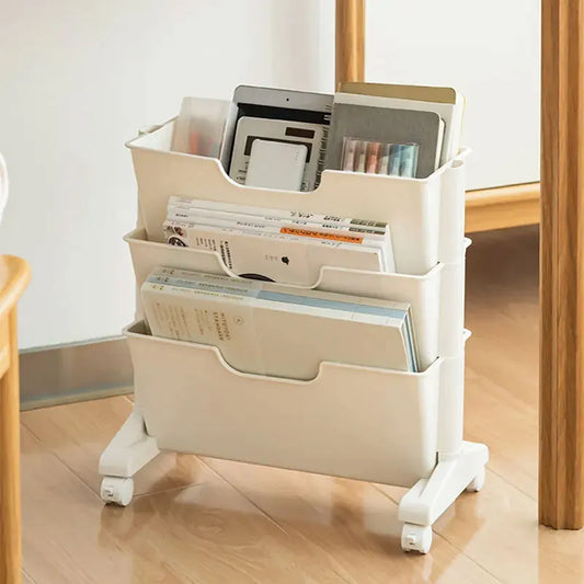 Multi-layer Book Rack Movable Floor Table Side Book Stand Desk Book ShelvePen Storage Organizer For Student